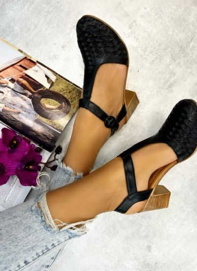 Leather sandals MISHA - BLACK