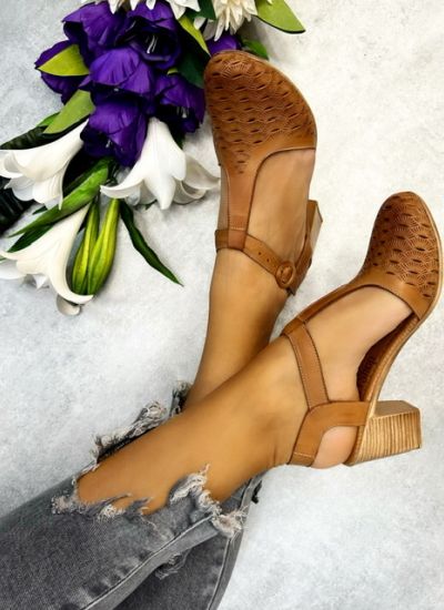 Sandale din piele MISHA - CAMEL