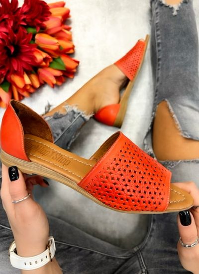 Leather sandals AYMUN - CORAL