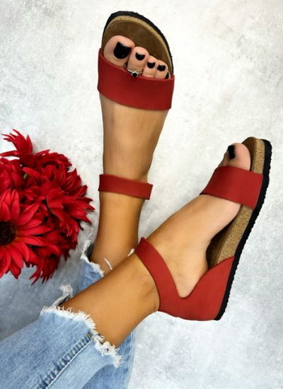 Leather sandals RITI - RED
