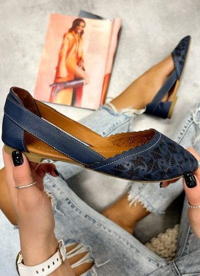 Leather ballet flats CADHLA - NAVY