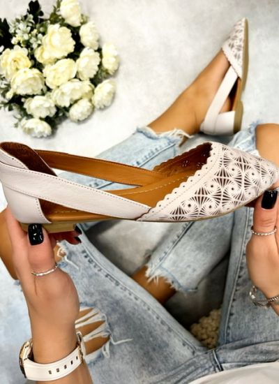 Leather ballet flats CADHLA - BEIGE