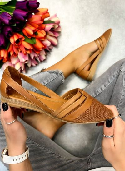 Leather ballet flats MIHRI - CAMEL