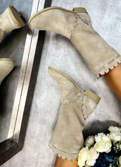 Leather summer boots ROWEN - BEIGE