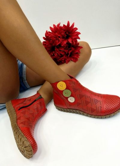 Leather summer boots C240 - RED
