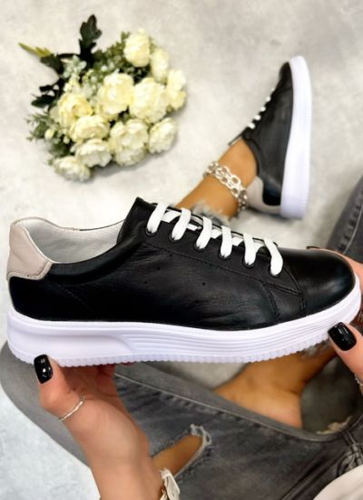 Leather sneakers ASHNA - BLACK
