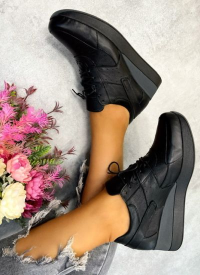 Leather sneakers PADMA - BLACK