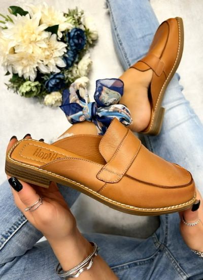 Leather slippers CHITRA - CAMEL