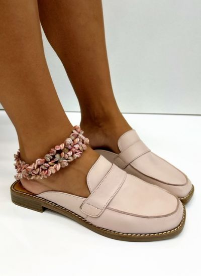 Leather slippers CHITRA - POWDER ROSE