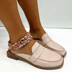 Kožne papuče CHITRA - PUDER ROZA