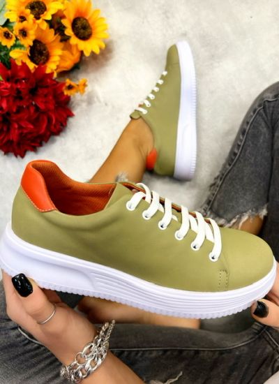 Leather sneakers ISABELLE - GREEN