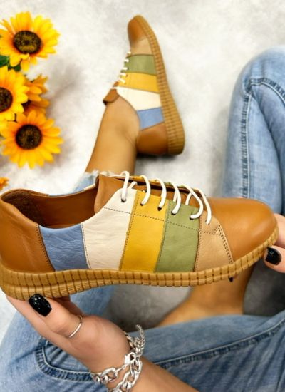 Leather sneakers NEVIN - CAMEL