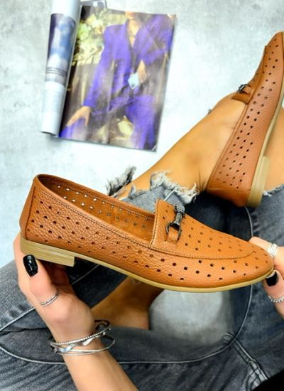 Leather moccasins XENA - CAMEL