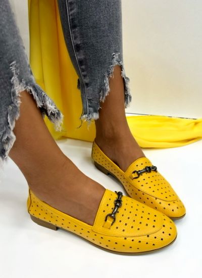 Leather moccasins C526 - OCHRE