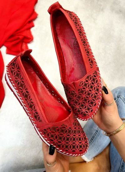 Leather moccasins ZEYNEP - RED