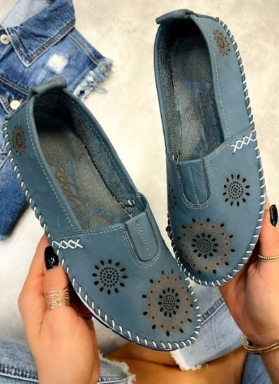 Leather moccasins SUJALA - BLUE