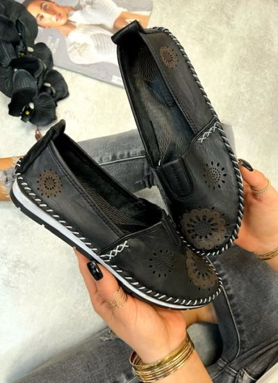 Leather moccasins SUJALA - BLACK