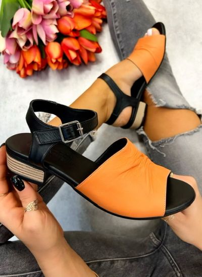 Leather sandals ELLORA - ORANGE