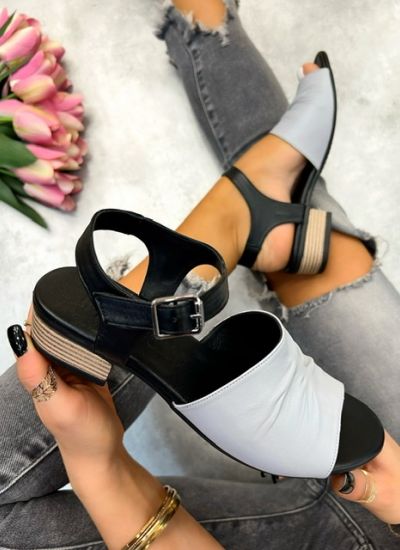 Leather sandals ELLORA - GREY