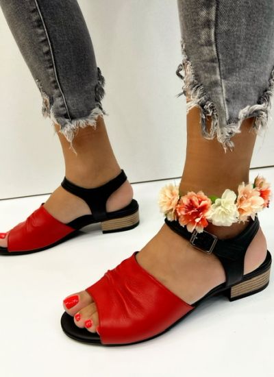 Leather sandals ELLORA - RED