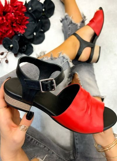 Leather sandals ELLORA - RED