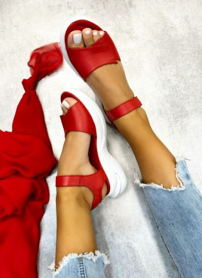 Sandale din piele KAILEY - ROȘIE