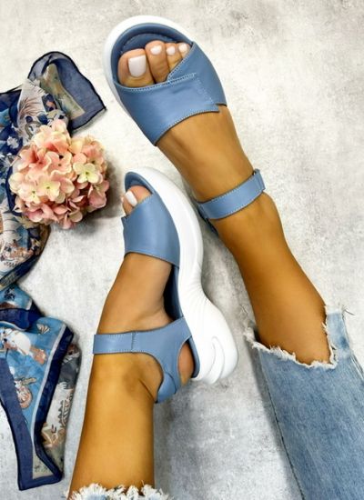 Leather sandals KAILEY - BLUE