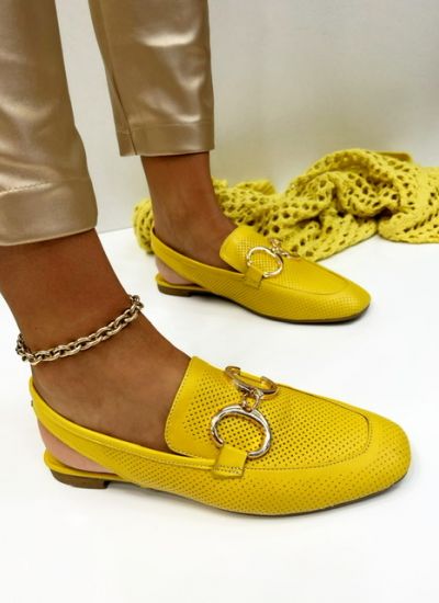 Leather sandals KENNA - YELLOW
