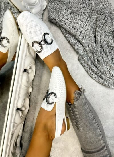 Leather sandals KENNA - WHITE