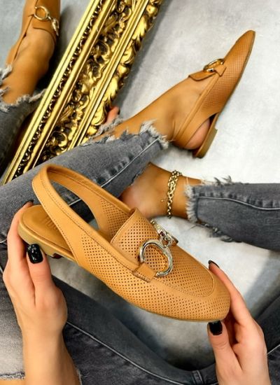 Leather sandals KENNA - BEIGE