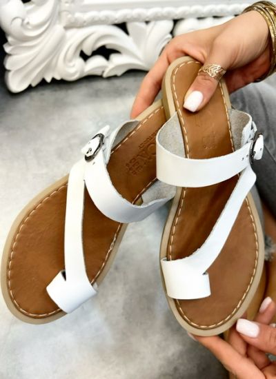 Leather slippers SASKIA - WHITE