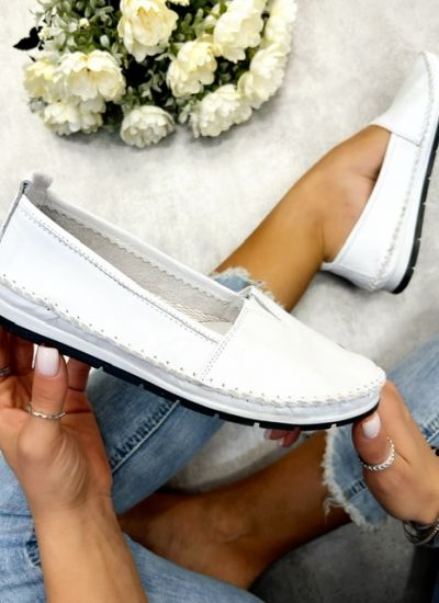 Leather moccasins WENDY - WHITE