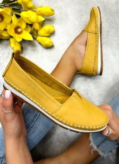 Leather moccasins WENDY - YELLOW