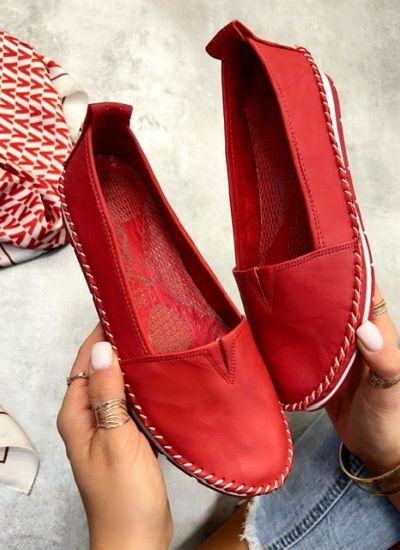 Leather moccasins WENDY - RED