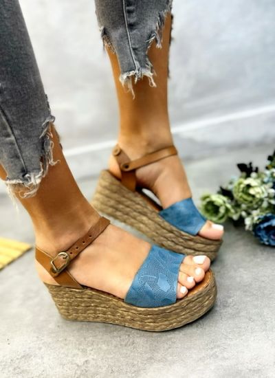 Leather sandals UDITA - BLUE