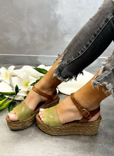 Leather sandals UDITA - GREEN