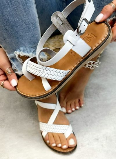 Leather sandals EILIDH - WHITE