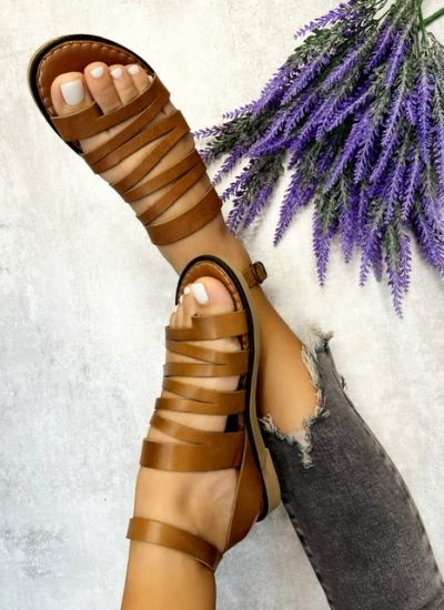 Leather sandals ANIYA - CAMEL