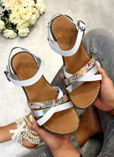 Leather sandals JOELY - WHITE
