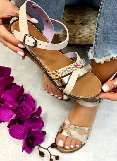 Leather sandals JOELY - BEIGE