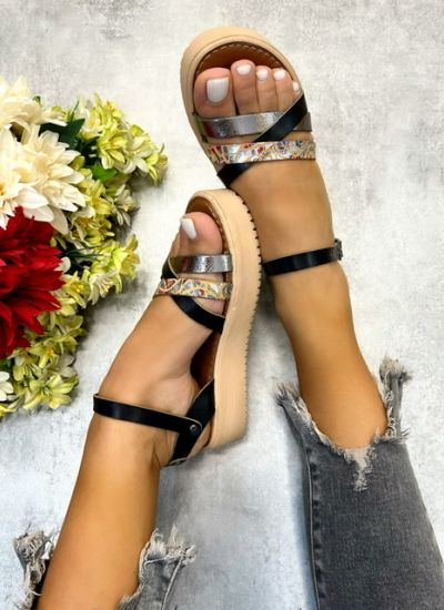 Leather sandals EIDIS - BLACK