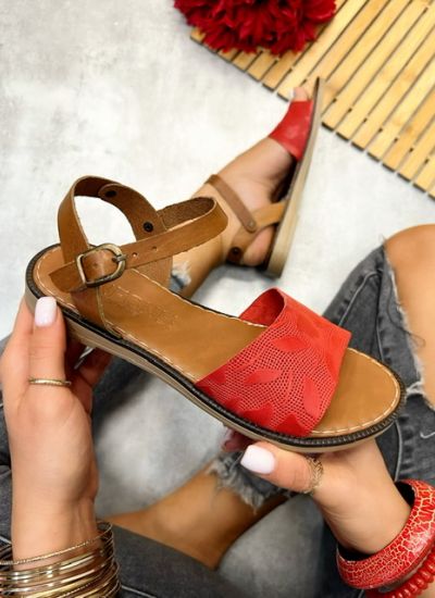 Leather sandals KAHINI - RED