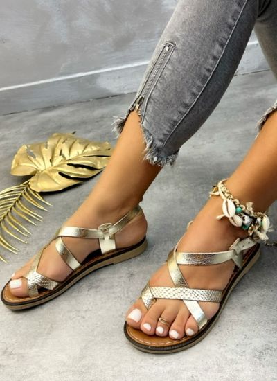 Leather sandals LABONI - GOLD