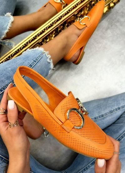 Sandale din piele KENNA - PORTOCALIE