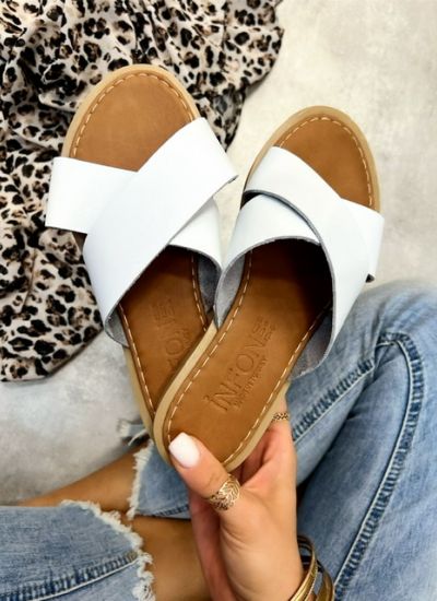 Leather slippers BREA - WHITE
