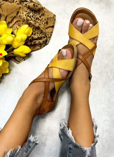 Leather sandals AGRIMA - YELLOW