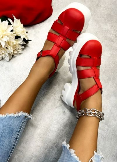 Leather sandals IRMA - RED