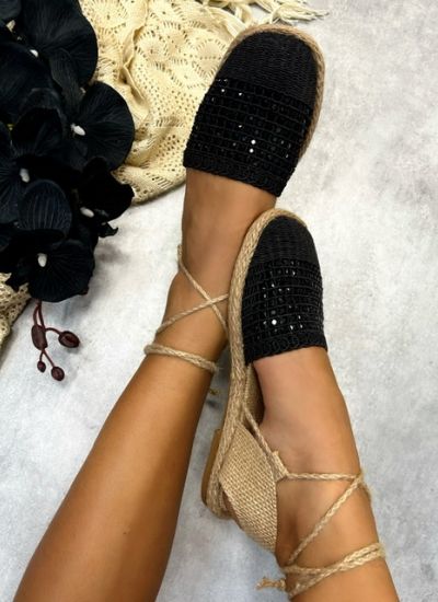 Women espadrilles and slip-ons LACE - BLACK