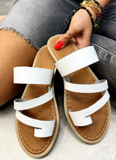 Leather slippers JORGI - WHITE