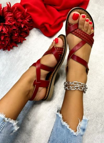 Leather sandals EILIDH - RED